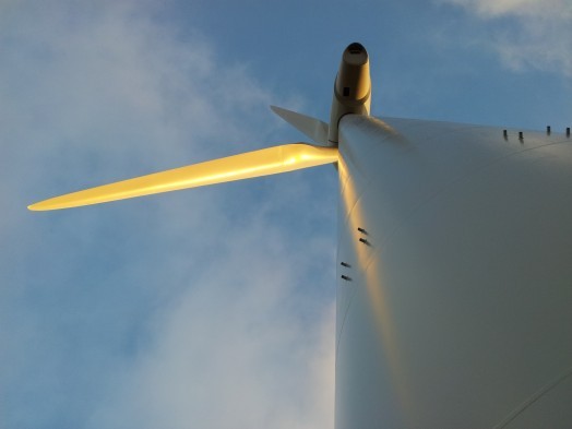 Onshore wind turbine and Vantage RE team member 