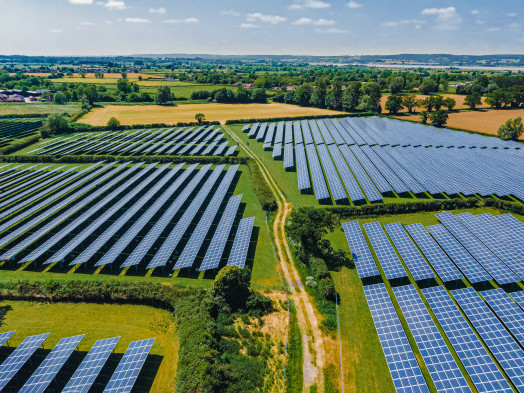Solar farm aerial shot