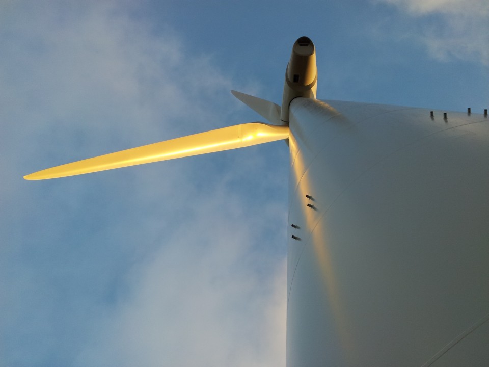 onshore wind turbine view up